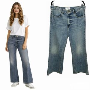 The Great. The Kick Bell Jean Size 30 Cliff Wash High Waist Wide Leg